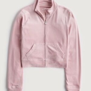 Hollister Velour Full-Zip Sweatshirt Baby Pink